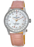 Breitling Navitimer Automatic 35 Mother of Pearl Dial Pink Leather Strap Watch for Women - A17395211A1P3