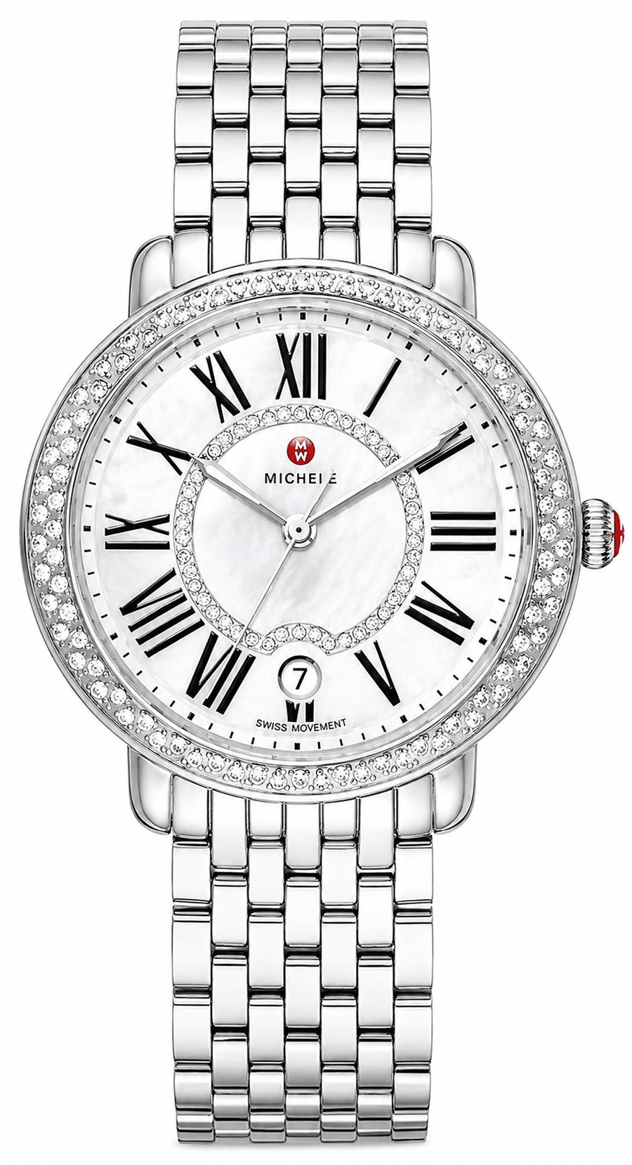 Michele Serein Mother of Pearl Dial Silver Steel Strap Watch for Women - MWW21B000030