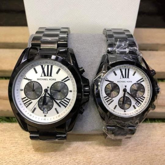 Michael Kors Bradshaw Chronograph Quartz White Dial Grey Steel Strap Watch For Men - MK5952