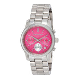 Michael Kors Runway Chronograph Pink Dial Silver Steel Strap Watch for Women - MK6160