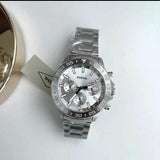 Fossil Bannon Multifunction Chronograph Silver Dial Silver Steel Strap Watch for Men - BQ2490