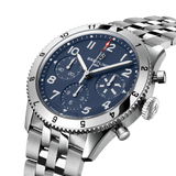 Breitling Avi Chronograph 42 Tribute to Vought F4U Corsair Blue Dial Silver Steel Strap Watch for Men - A233801A1C1A1