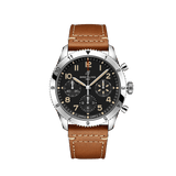 Breitling Avi Chronograph 42 P-51 Mustang Black Dial Brown Leather Strap Watch for Men - A233803A1B1X1