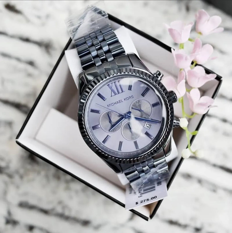 Michael Kors Lexington Chronograph Blue Dial Blue Steel Strap Watch for Men - MK8480