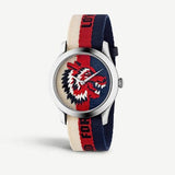 Gucci G Timeless Quartz White Red Blue Dial Multicolored NATO Strap Watch For Men - YA1264059