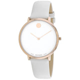 Movado Museum 70th Anniversary Special Edition White Dial White Leather Strap Watch For Women - 0607139