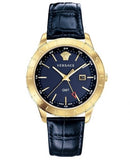 Versace Univers Navy Blue Dial Navy Blue Leather Strap Watch for Men - VEBK00318