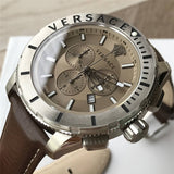 Versace Casual Chronograph Grey Dial Brown Leather Strap Watch for Men - VERG001-18