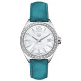 Tag Heuer Formula 1 Quartz 35mm Diamond Mother of Pearl Dial Blue Leather Strap Watch for Women - WBJ131A.FC8256