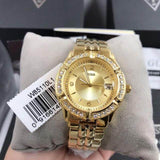 Guess Dazzling Diamonds Gold Dial Gold Steel Strap Watch for Women - W85110L1