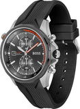 Hugo Boss Globetrotter Grey Dial Black Silicone Strap Watch for Men - 1513931