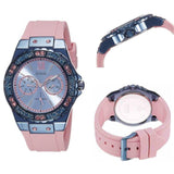 Guess Limelight Blue Dial Pink Rubber Strap Watch For Women - W0775L5