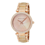 Michael Kors Parker Mother of Pearl Pink Dial Two Tone Steel Strap Watch for Women - MK6492