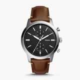 Fossil Townsman Chronograph Black Dial Brown Leather Strap Watch for Men  - FS5280