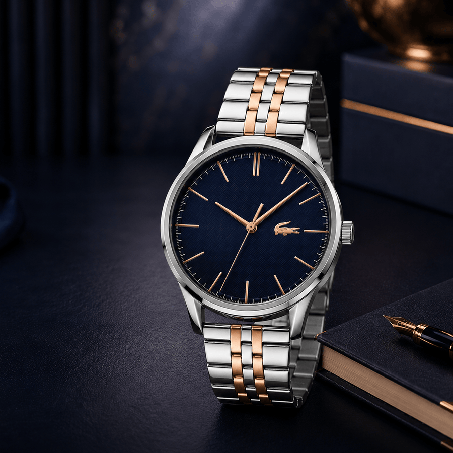 Lacoste Vienna Blue Dial Two Tone Steel Strap Watch for Men - 2011048