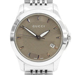 Gucci G Timeless Brown Dial Silver Steel Strap Watch For Women - YA126503