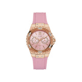 Guess Rose Gold Dial with Diamonds Pink Rubber Strap Watch For Women - W1053L3