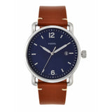 Fossil Commuter Blue Dial Blue Leather Strap Watch for Men - FS5325