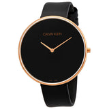 Calvin Klein Full Moon Black Dial Black Leather Strap Watch for Women - K8Y236C1