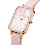 Daniel Wellington Quadro Pressed Coral Pink Dial Nato Strap Watch For Women - DW00100509
