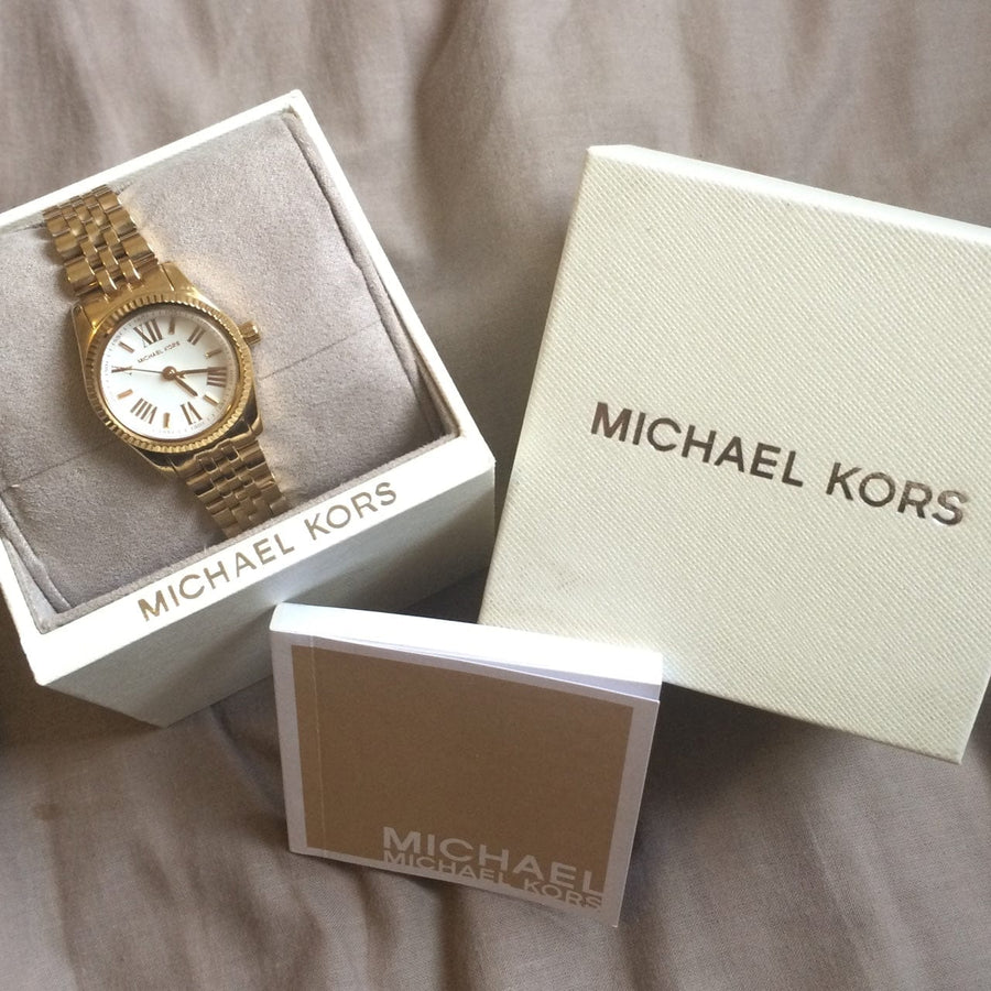 Michael Kors Lexington Quartz Silver Dial Gold Steel Strap Watch For Women - MK3229