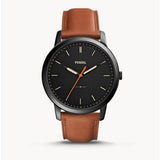 Fossil The Minimalist Black Dial Brown Leather Strap Watch for Men - FS5305