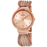 Guess Chiffon Rose Gold Dial Mesh Bracelet Watch For Women - W1083L3