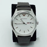 Emporio Armani Dress Quartz White Dial Brown Leather Strap Watch For Men - AR1999