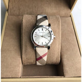 Burberry The City Nova Silver Dial Brown Leather Strap Watch for Women - BU9212