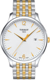 Tissot T Classic Tradition Silver Dial Two Tone Mesh Bracelet Watch For Men - T063.610.22.037.00