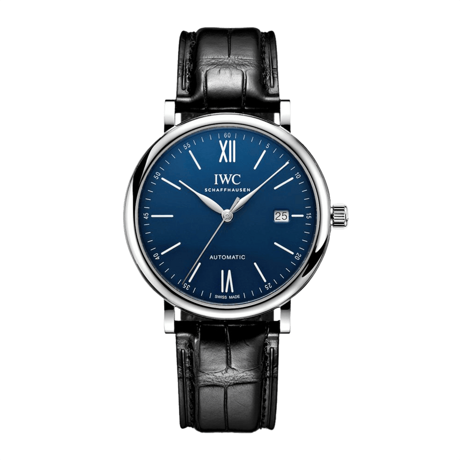 IWC Portofino '150 Years Edition' Automatic Blue Dial Black Leather Strap Watch for Men - IW356518