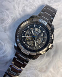 Fossil Bronson Automatic Skeleton Black Dial Grey Steel Strap Watch for Men - ME3218