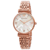 Emporio Armani Mother of Pearl Dial Rose Gold Steel Strap Watch For Women - AR11110