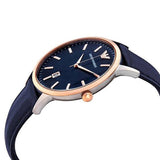 Emporio Armani Renato Analog Blue Dial Black Leather Strap Watch For Men - AR2506