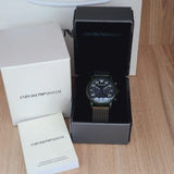 Emporio Armani Luigi Quartz Chronograph Black Dial Green Mesh Bracelet Watch For Men - AR11115