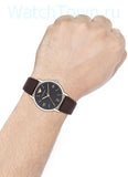 Emporio Armani Kappa Quartz Black Dial Brown Leather Strap Watch For Men - AR11153