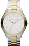 Michael Kors Runway Slim Silver Dial Two Tone Stainless Steel Strap Watch for Women - MK3198