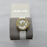 Michael Kors Janelle Three Hand Silver Dial White Rubber Strap Watch For Women - MK7141