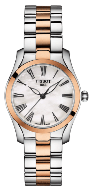 Tissot T Wave Mother of Pearl Dial Two Tone Steel Strap Watch For Women - T112.210.22.113.01