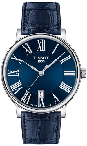 Tissot Carson Premium Blue Dial Blue Leather Strap Watch For Men - T122.410.16.043.00