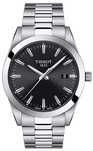 Tissot Gentleman Black Dial Silver Steel Strap Watch For Men - T127.410.11.051.00