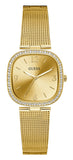 Guess Tapestry Diamonds Gold Dial Gold Mesh Bracelet Watch for Women - GW0354L2