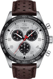 Tissot T Sport PRS 516 Chronograph Silver Dial Brown Leather Strap Watch for Men - T131.617.16.032.00