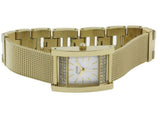 Guess Nouveau Diamonds Gold Dial Gold Mesh Bracelet Watch for Women - W0127L2