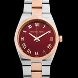 Michael Kors Channing Quartz Red Dial Two Tone Steel Strap Watch For Women - MK6114