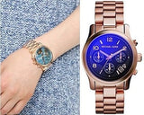 Michael Kors Runway Iridescent Dial Rose Gold Steel Strap Watch for Women - MK5940