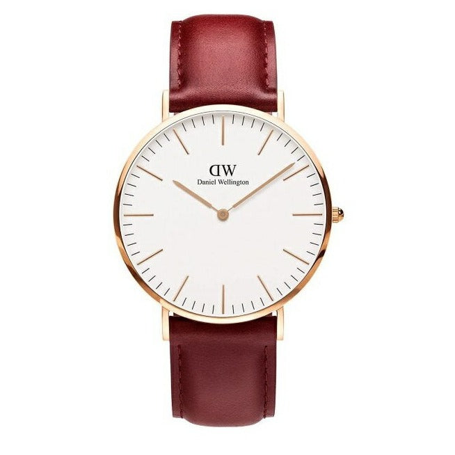 Daniel Wellington Classic Suffolk White Dial Brown Leather Strap Watch For Women - DW00100120