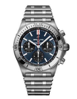 Breitling Chronomat B01 42mm Blue Dial Silver Steel Strap Watch for Men - AB0134101C1A1