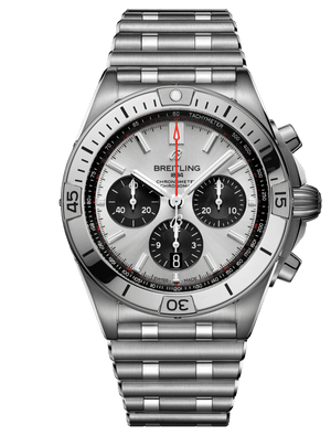 Breitling Chronomat B01 42mm Silver Dial Silver Steel Strap Watch for Men - AB0134101G1A1