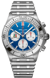 Breitling Chronomat B01 42 Six Nations Italy Blue Dial Silver Steel Strap Watch for Men - AB0134A41C1A1